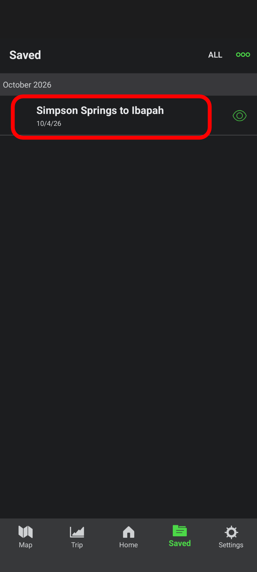 Screenshot of exporting as GPX
