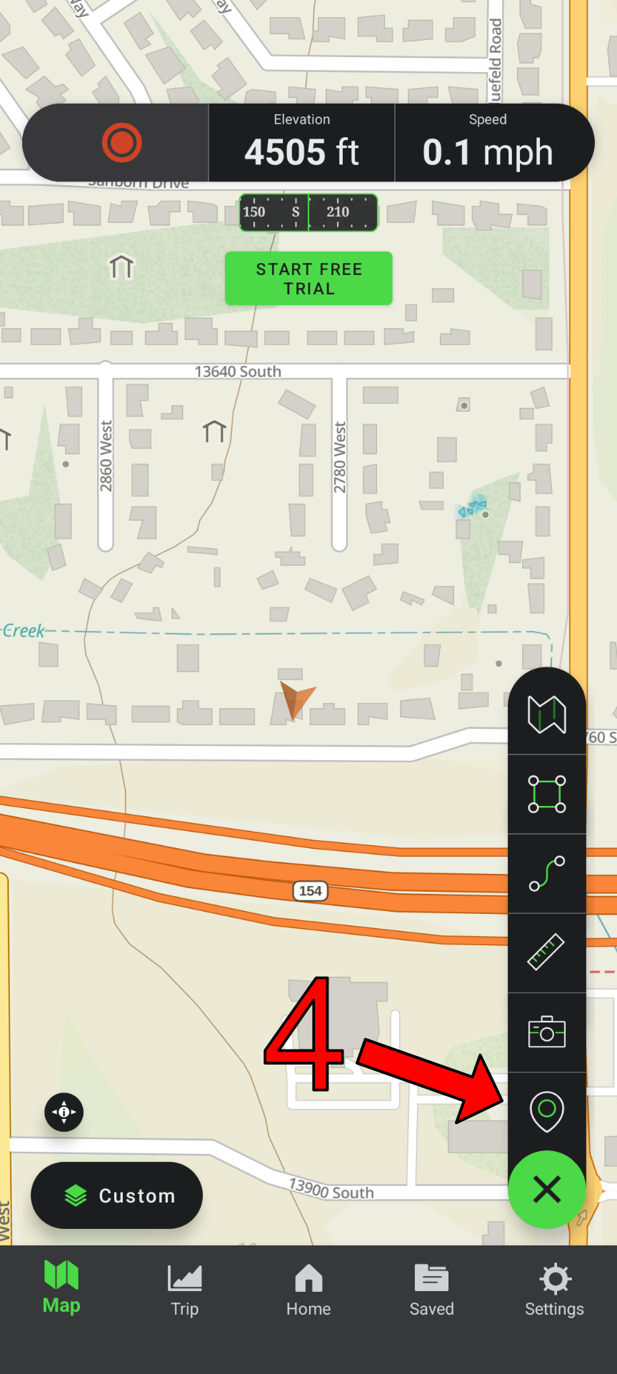 Screenshot of adding a waypoint